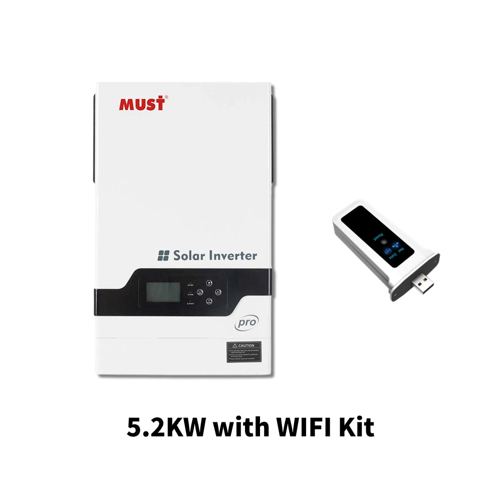 MUST PV1800 PH1800 PRO 5.2KW 5.2KVA 5200W 48V On Off Grid Hybrid Solar Inverter MPPT Controller 100A Max PV 450V AC 220V Pure Sine Wave